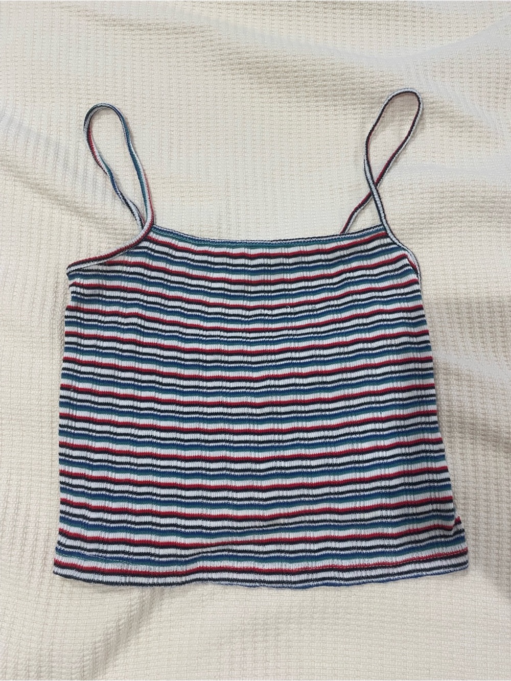 Brandy Melville Striped Ribbed Cami - Navy, White & Red